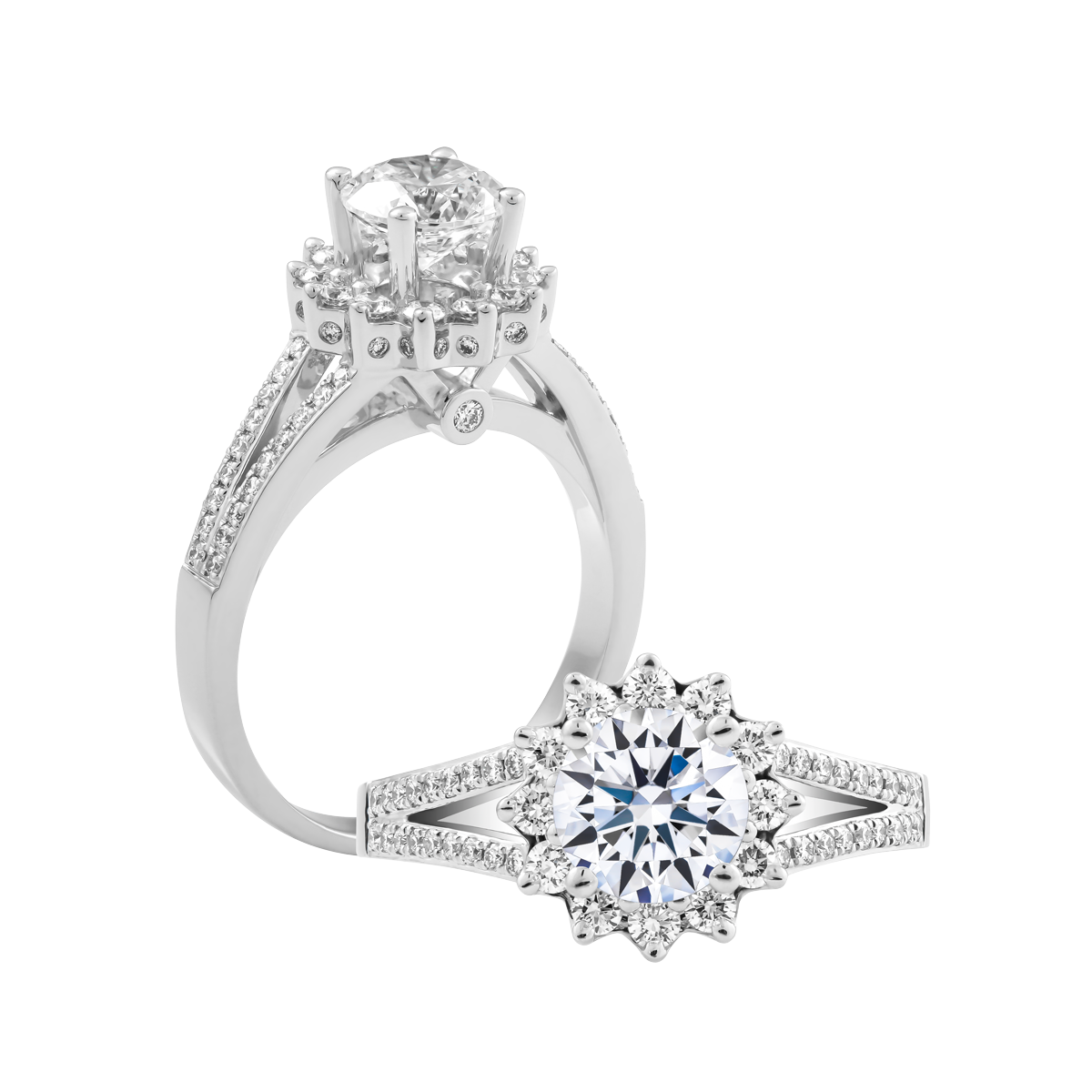 Ổ nhẫn nữ kim cương tấm vàng 14K Horizon N 3C