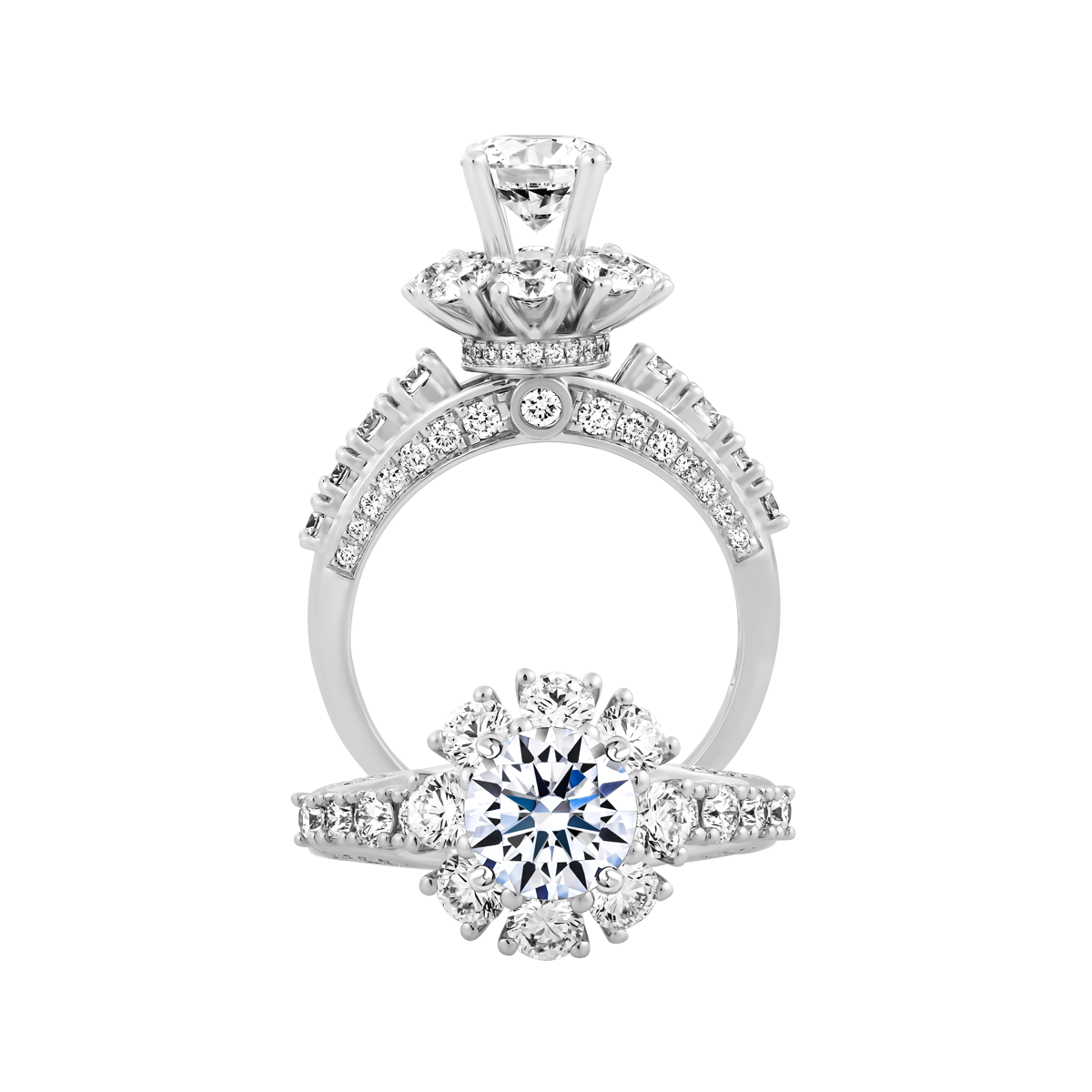 Nhẫn nữ kim cương tấm vàng 14K Grandeur 1CT