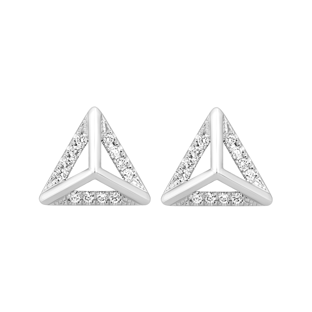 Hoa tai kim cương viên vàng 14K Peaking V1