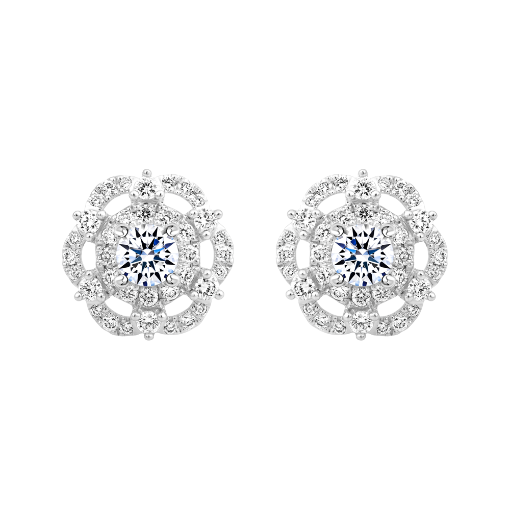 Hoa tai kim cương tấm vàng 14K Garland 2C