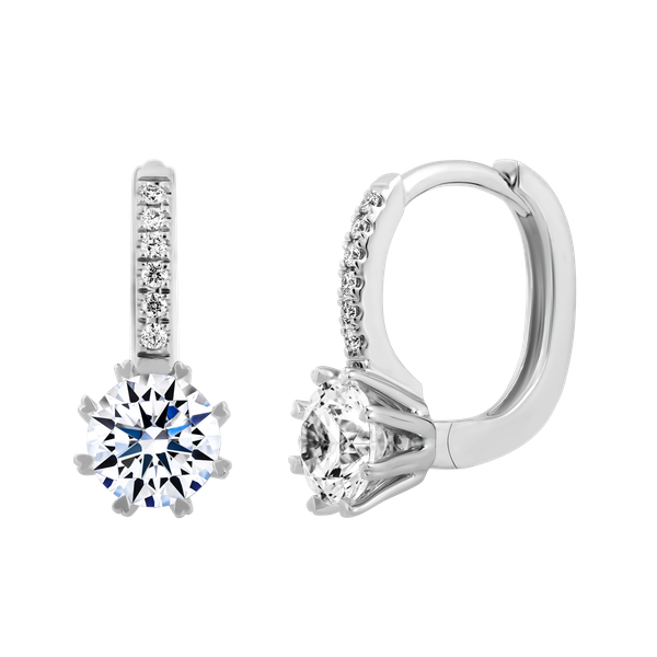 Hoa tai kim cương viên vàng 14K Carita GIA 3C
