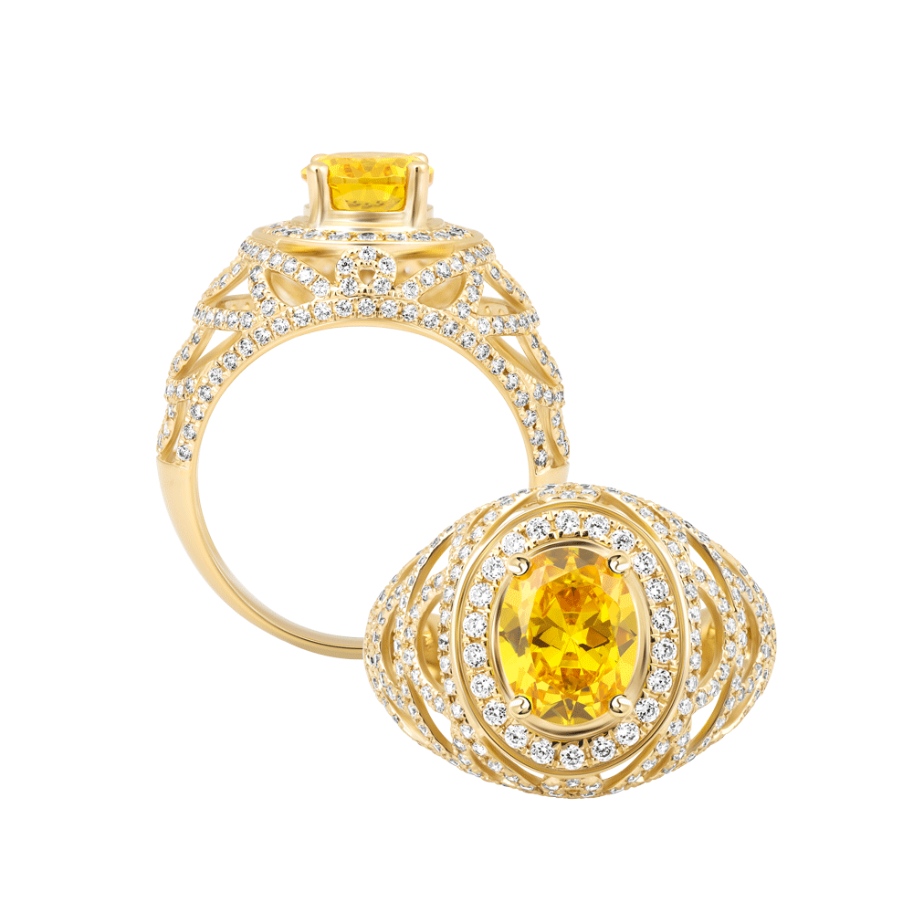 Nhẫn nữ đính đá màu Citrine vàng 10K Fearless S.CIT