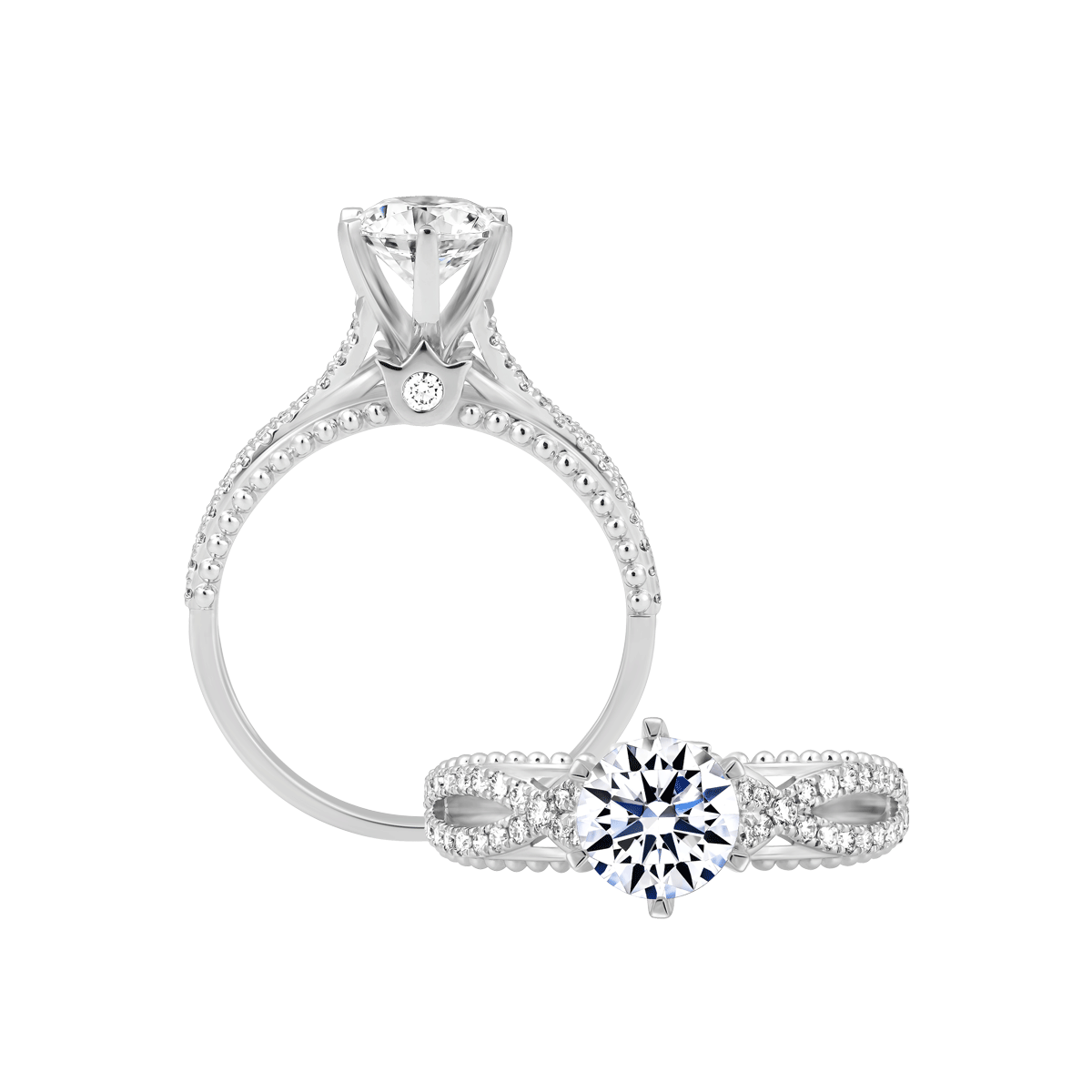 Ổ nhẫn nữ kim cương tấm vàng 14K Gladsome 1CT