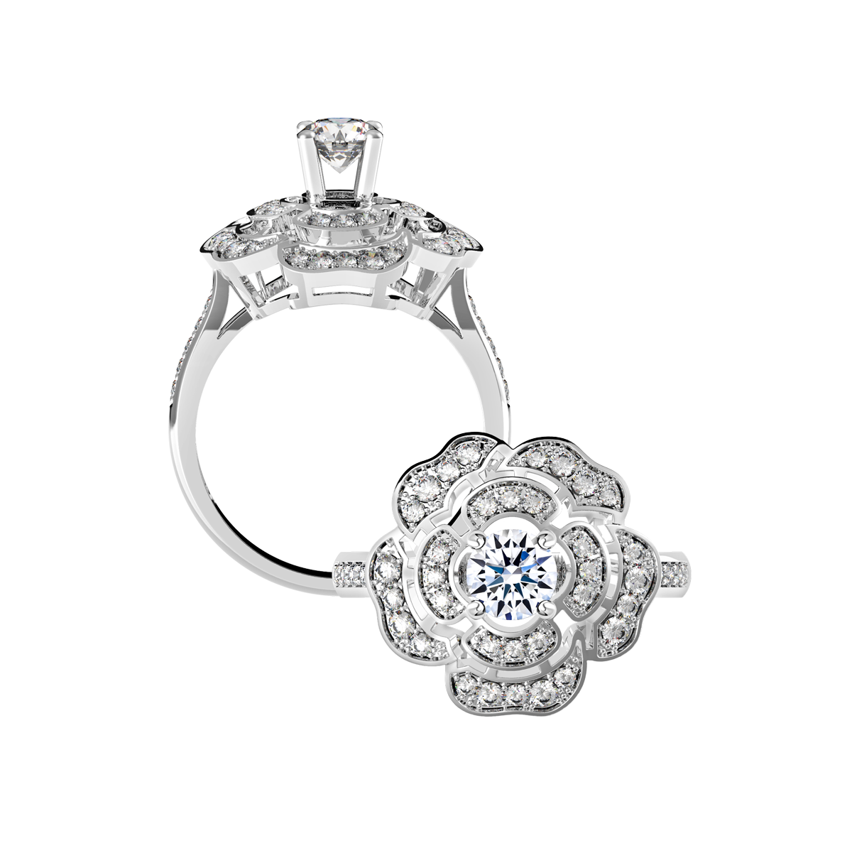 Nhẫn nữ kim cương tấm vàng 14K Rosing 5C