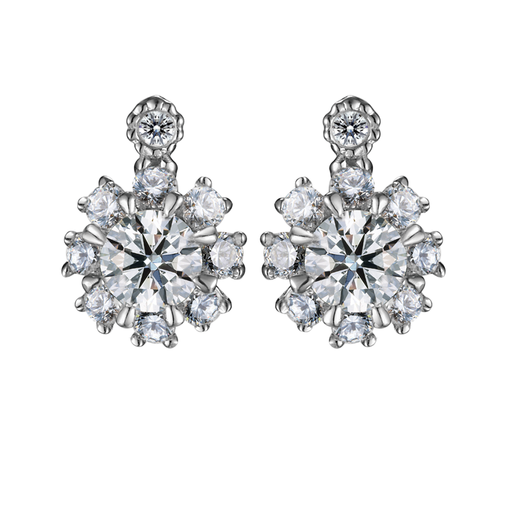 Hoa tai kim cương tấm vàng 14K Frozen S 2C