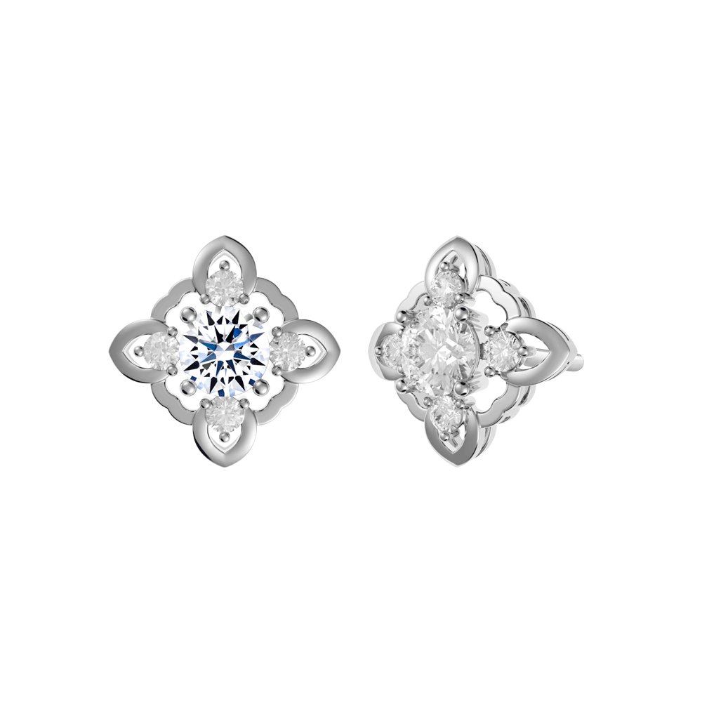 Hoa tai kim cương tấm vàng 14K Editional 2C