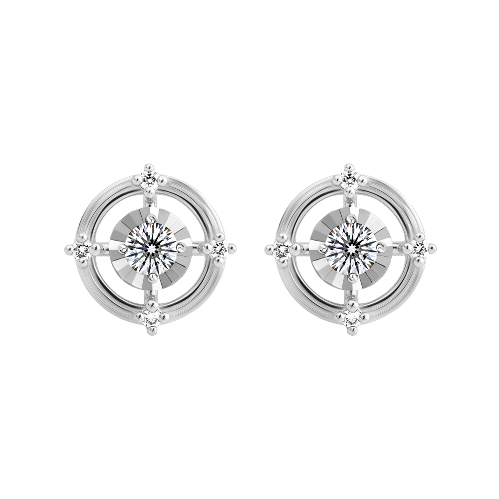 Hoa tai kim cương viên vàng 14K Galaxy ST