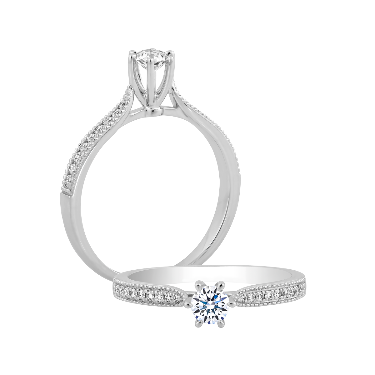 Nhẫn nữ kim cương 8 Hearts & Arrows vàng 14K Harmonica H&A 2C GVRG0271672