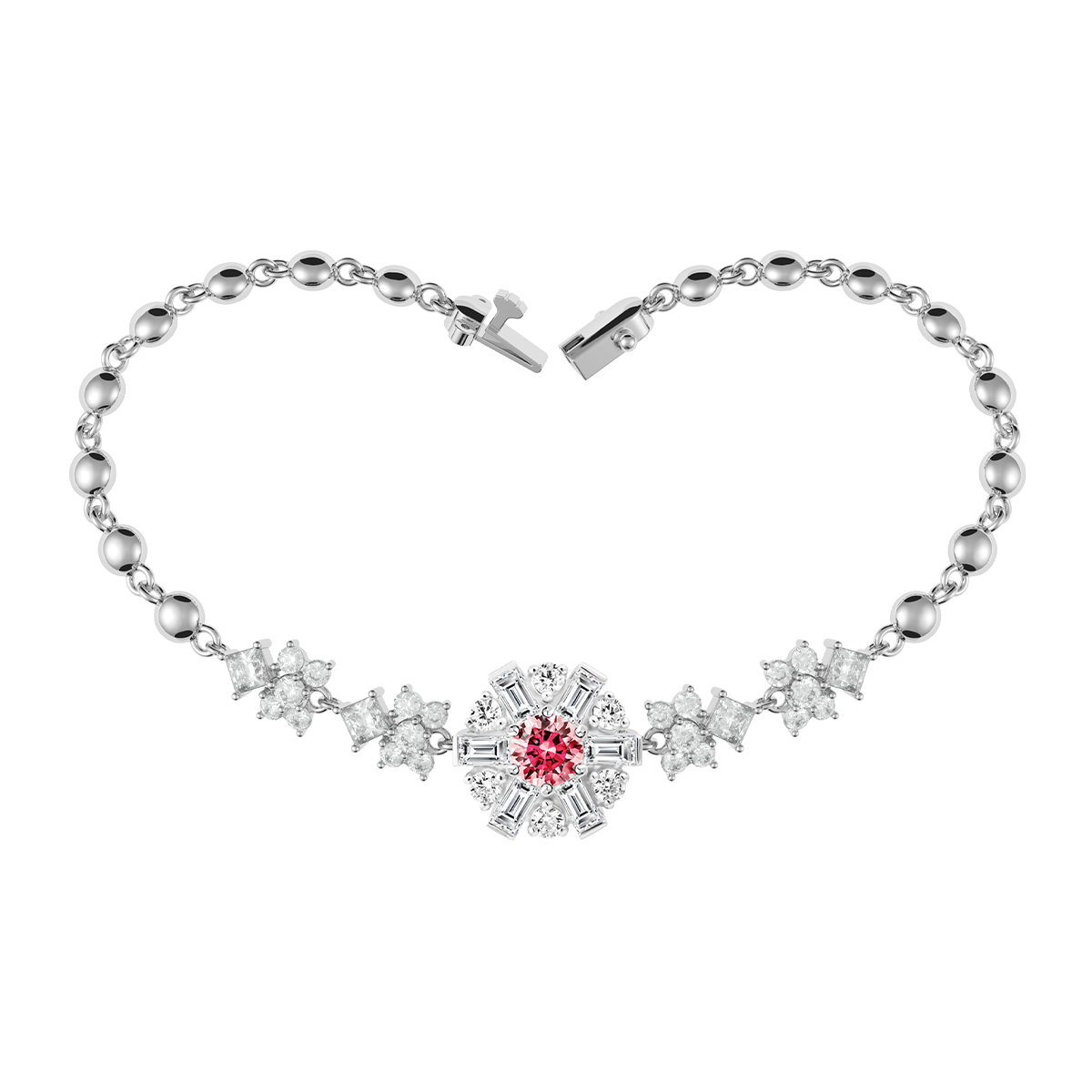 Lắc đính đá CZ vàng 14K Brighty RED 5C