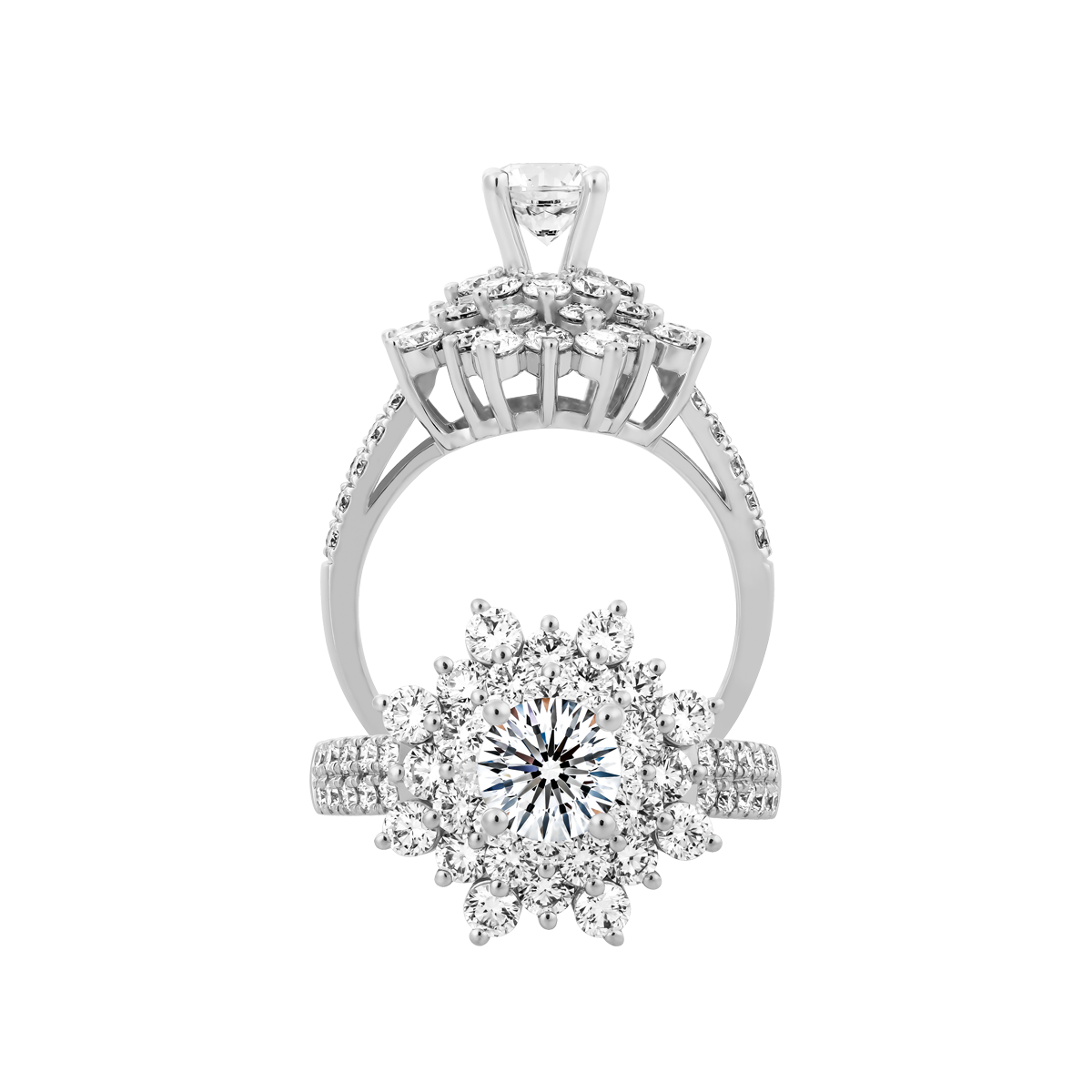 Ổ nhẫn nữ kim cương tấm vàng 14K Aldys N 5C