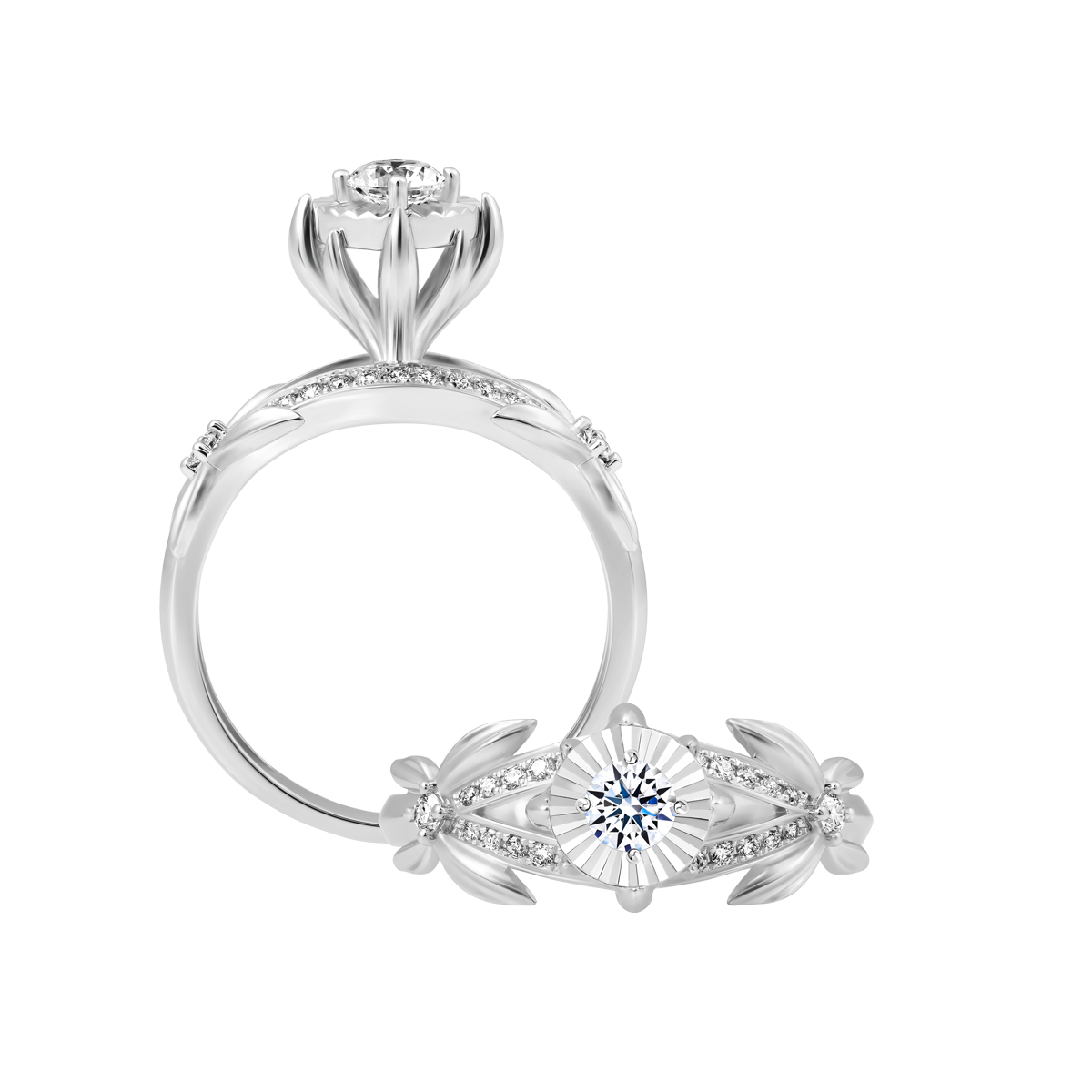 Nhẫn nữ kim cương 8 Hearts & Arrows vàng 14K Cinta V2 H&A 2C