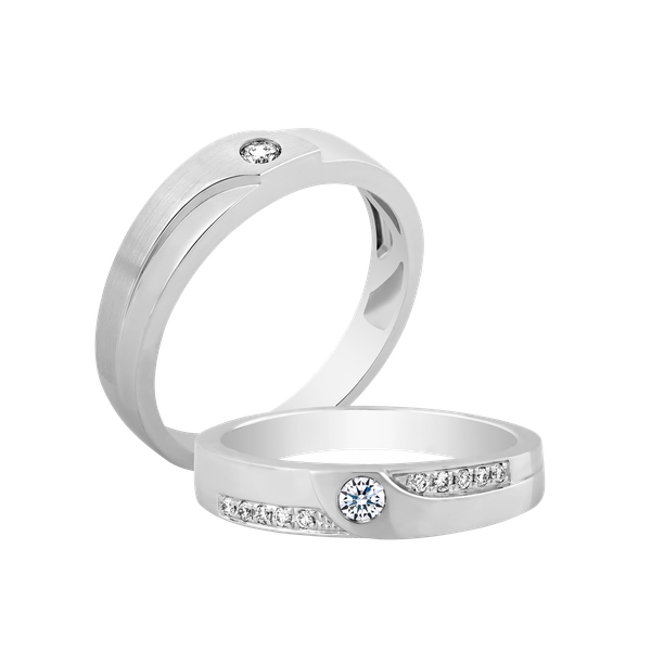 Nhẫn cưới nam kim cương vàng 14K Yearly 5p M