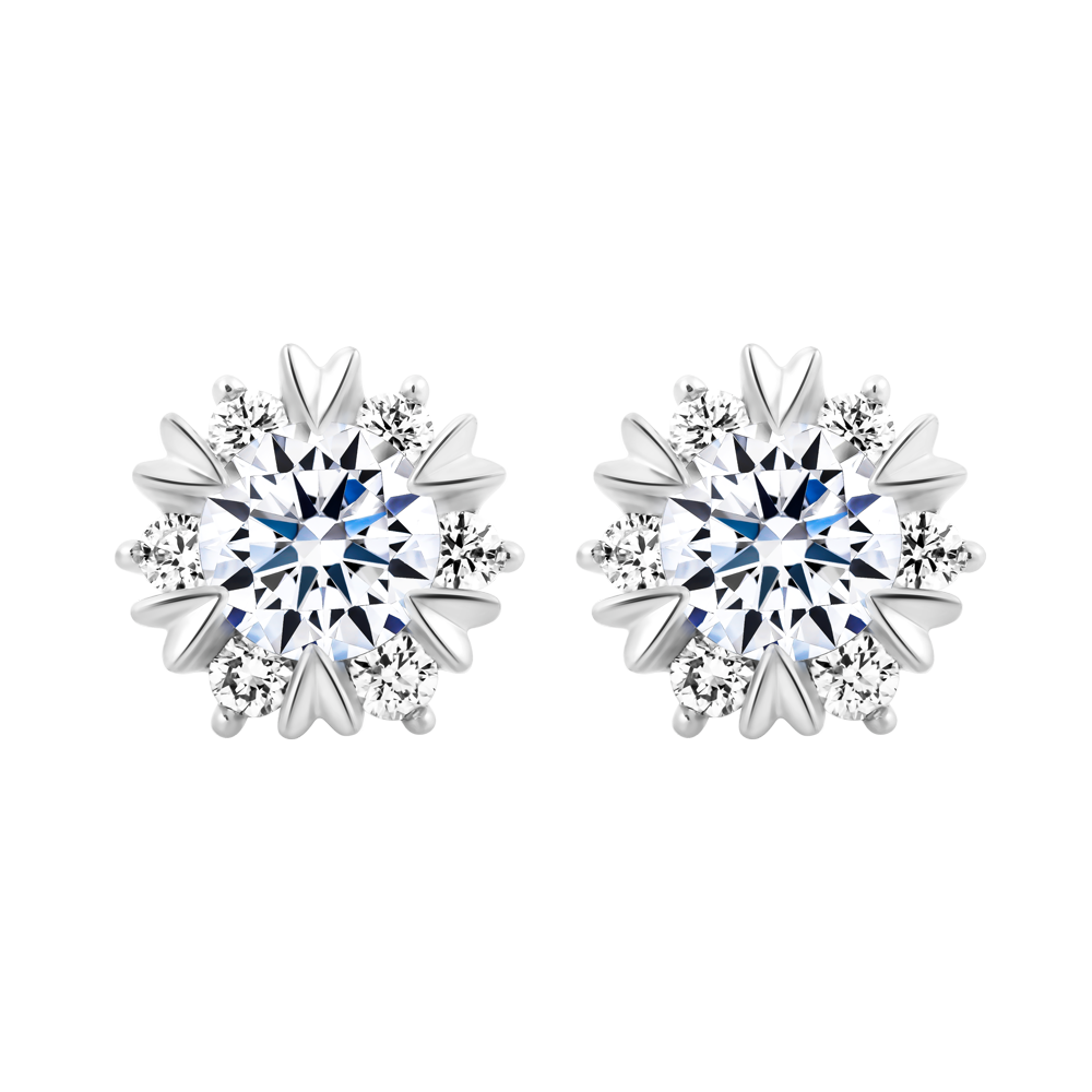 Hoa tai kim cương viên vàng 14K Jamina GIA 3C GVER0111710