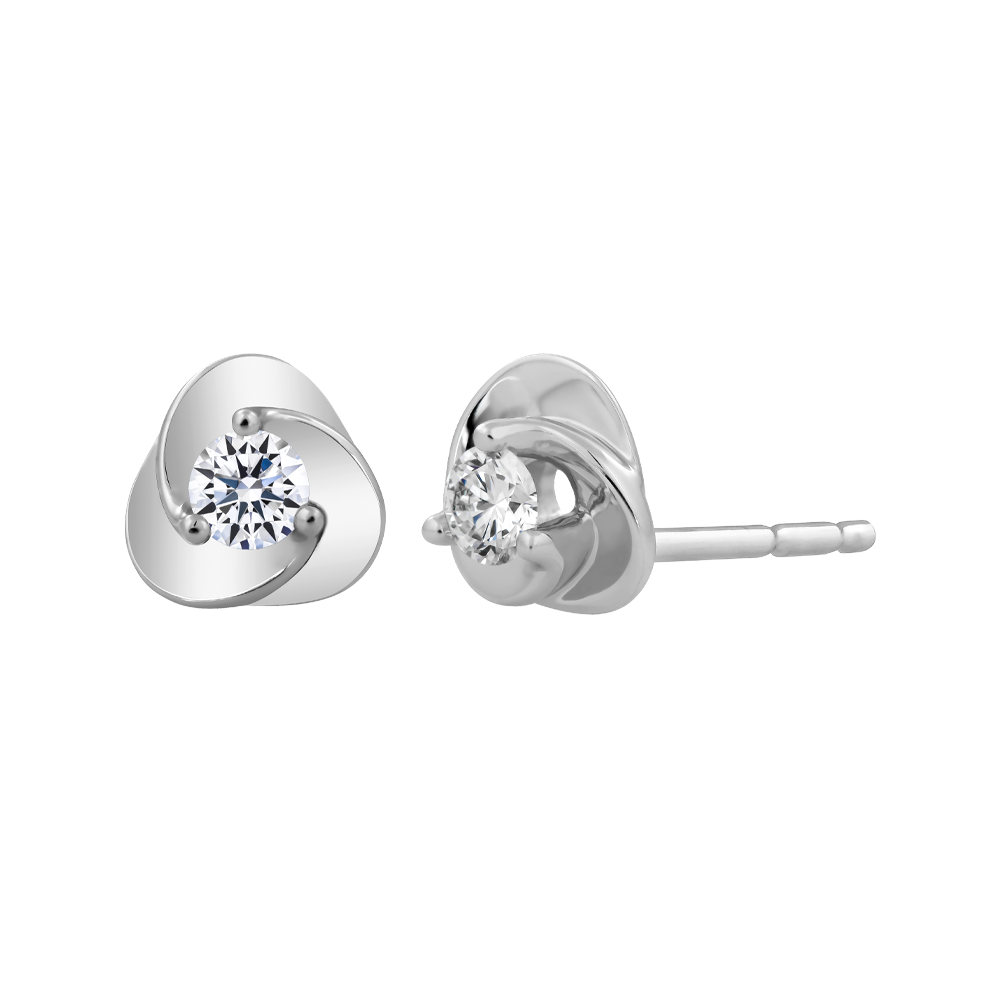 Hoa tai đính đá CZ vàng 14K Lovely Heart 5p