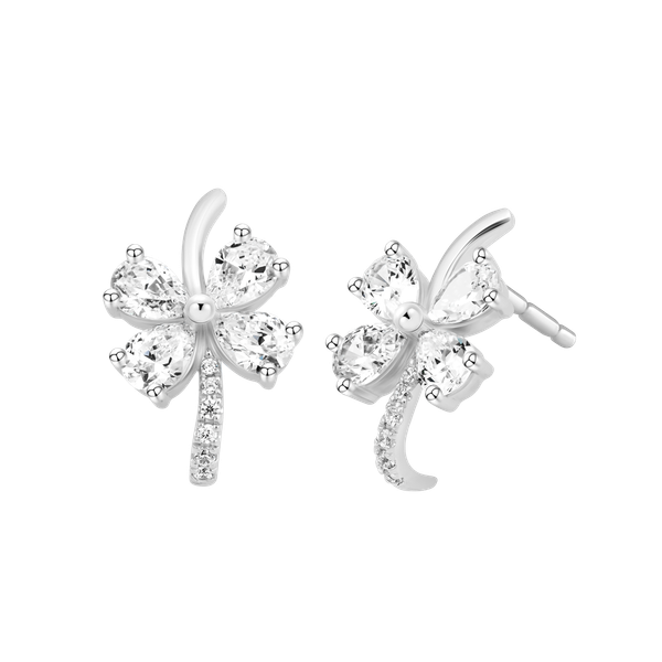 Hoa tai đính đá CZ vàng 18K Lucking