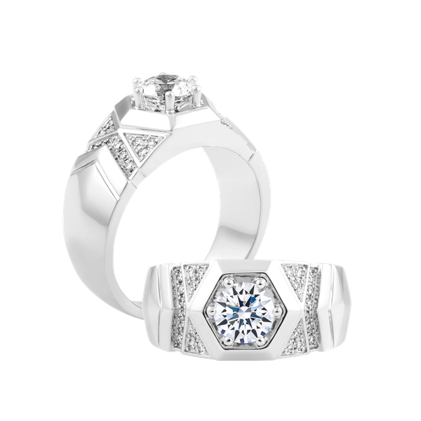 Nhẫn nam kim cương tấm vàng 14K Aventador D 5C W