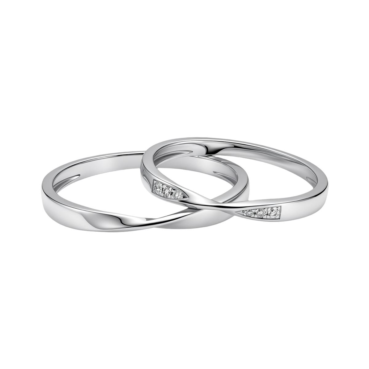 Nhẫn cưới nữ kim cương viên vàng 14K Buckling F