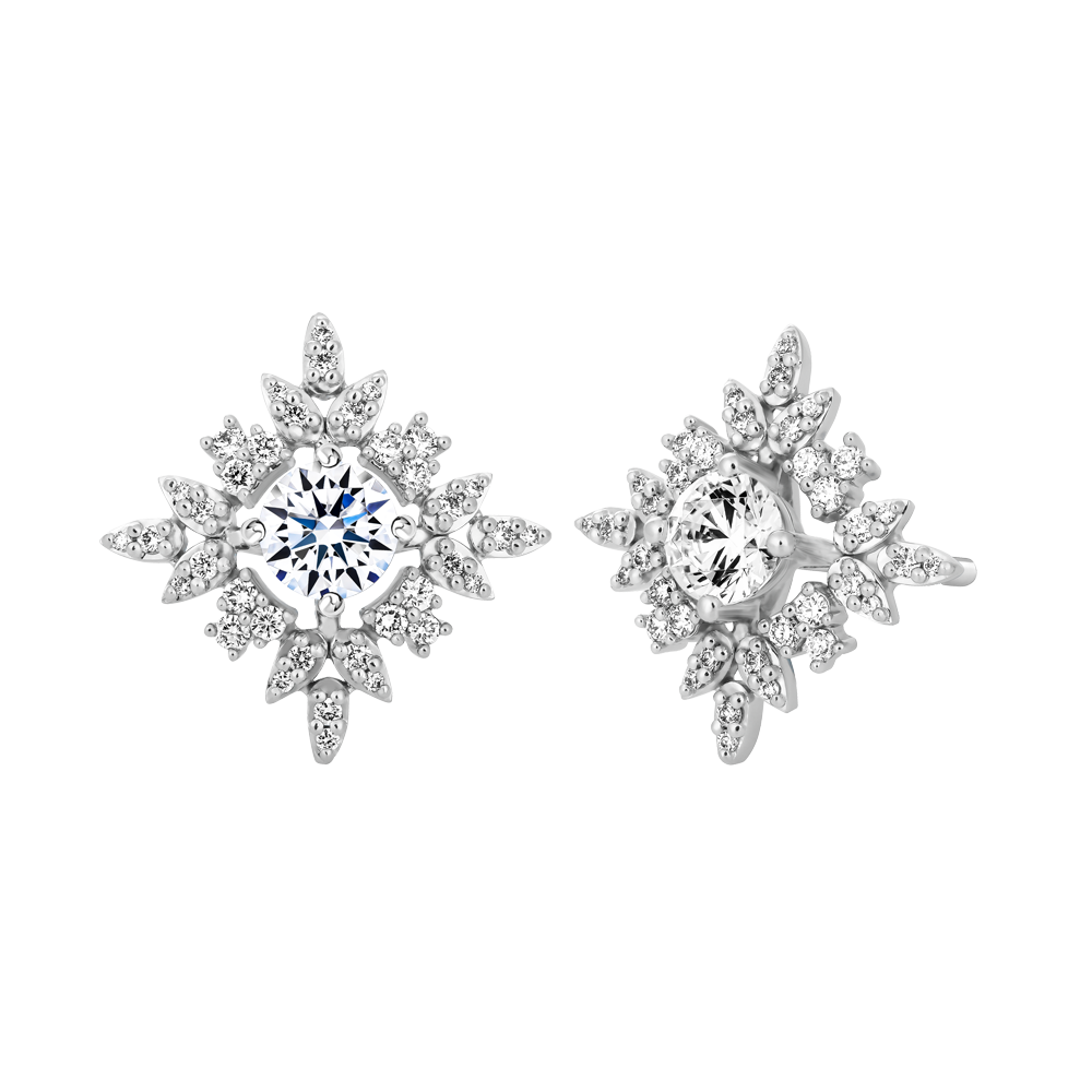 Hoa tai kim cương viên vàng 14K Entirely GIA 3C