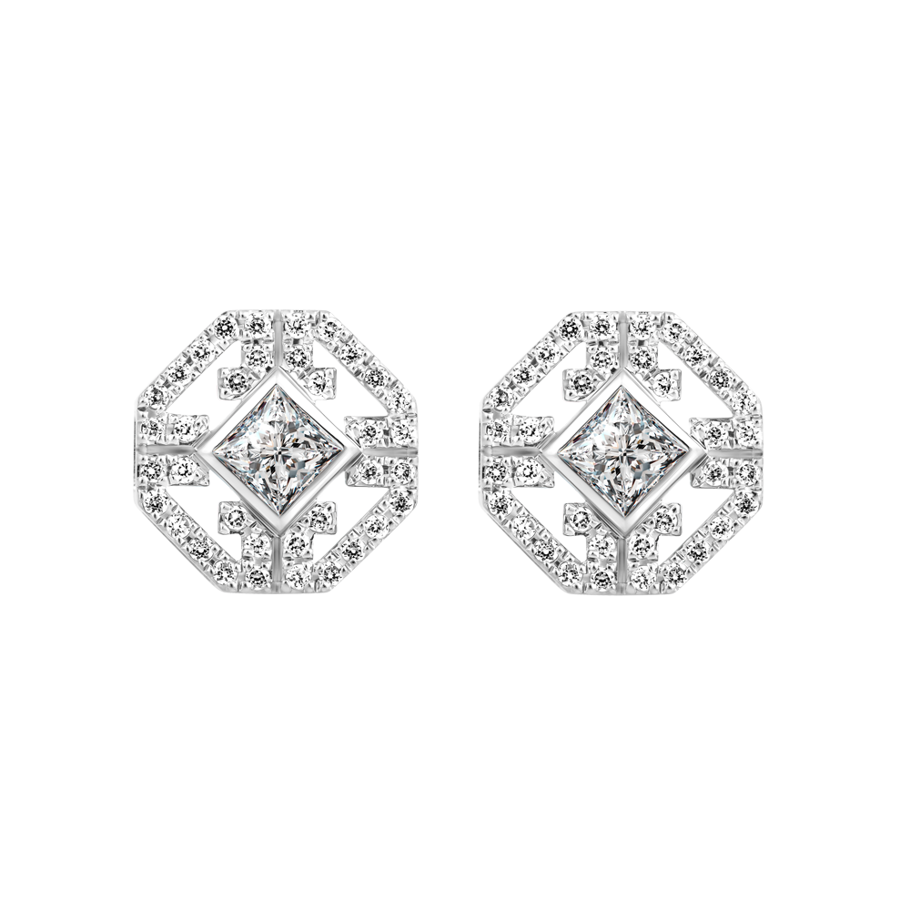 Hoa tai đính đá CZ vàng 10K Guarding PR 1C