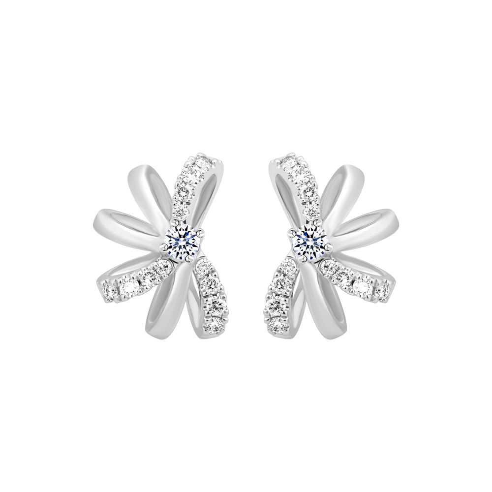 Hoa tai kim cương viên vàng 14K Venix