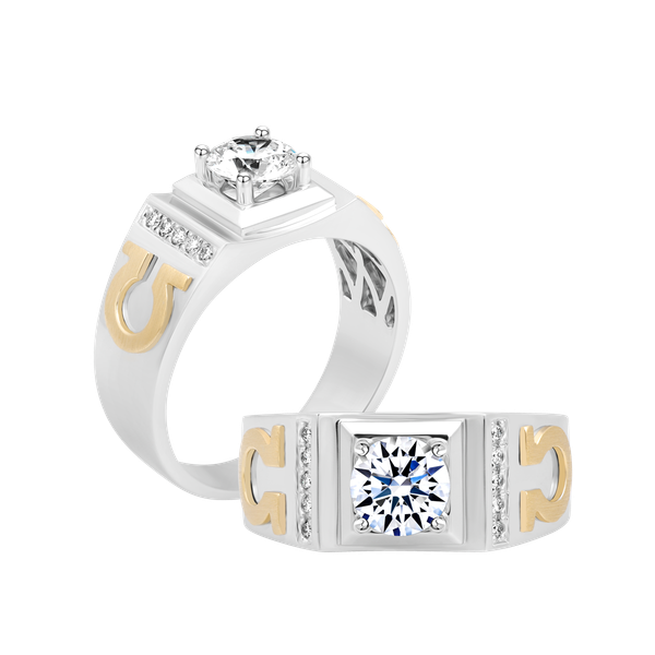Ổ nhẫn nam kim cương tấm vàng 14K Libra 1CT WY