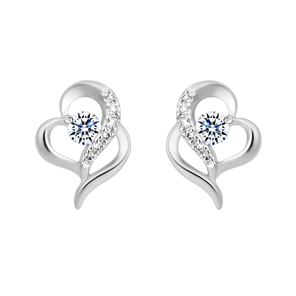 Hoa tai kim cương viên vàng 14K Glinting Heart