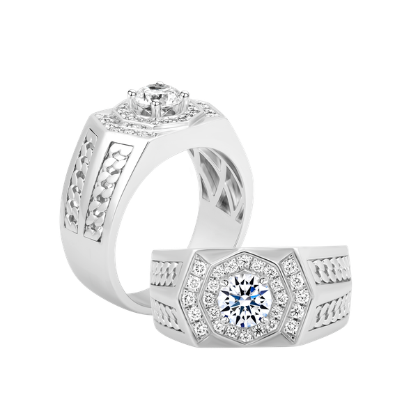 Nhẫn nam kim cương tấm vàng 14K Impression 5C W