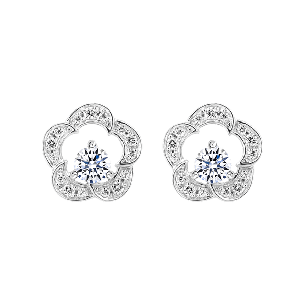 Hoa tai đính đá CZ vàng 10K Datura 2C