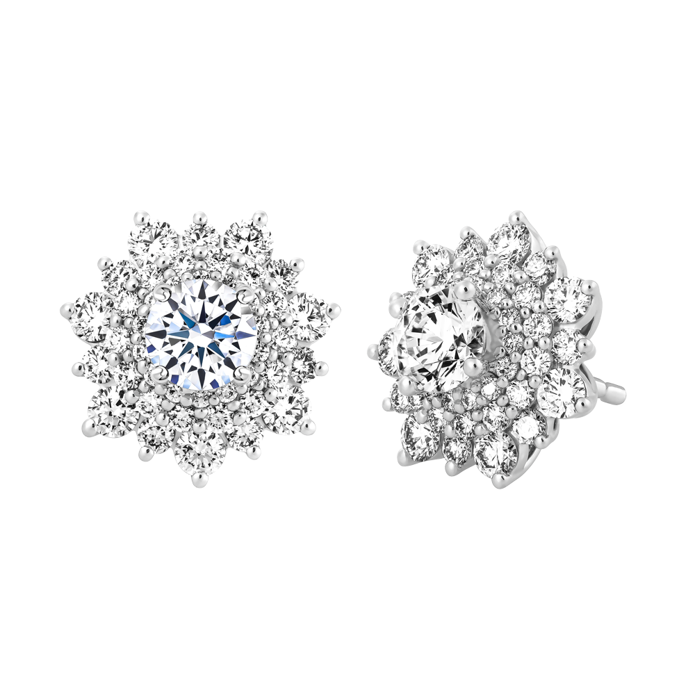 Hoa tai kim cương tấm vàng 14K Flowery 3C