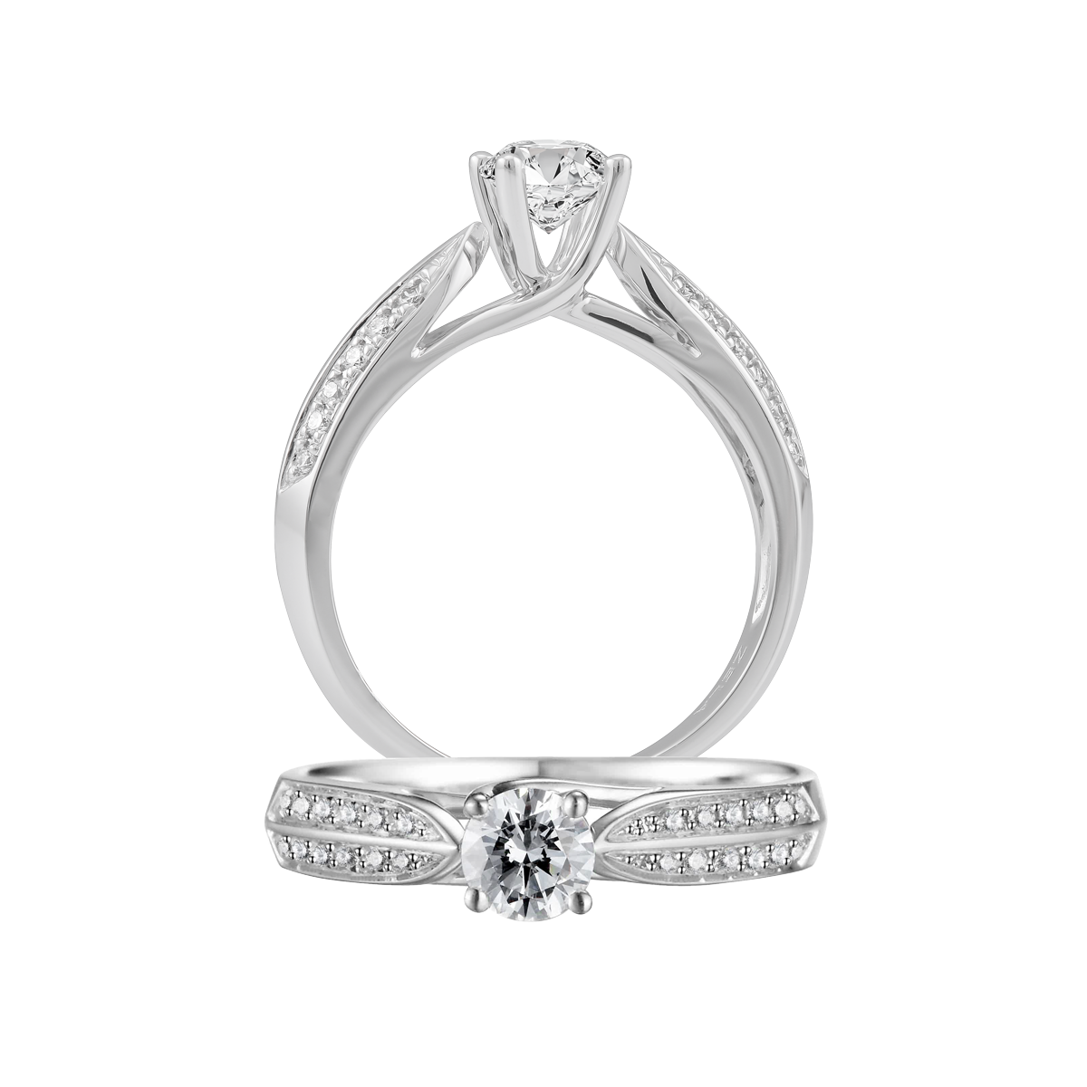 Nhẫn nữ kim cương viên vàng 14K Typhoon N GIA 2C