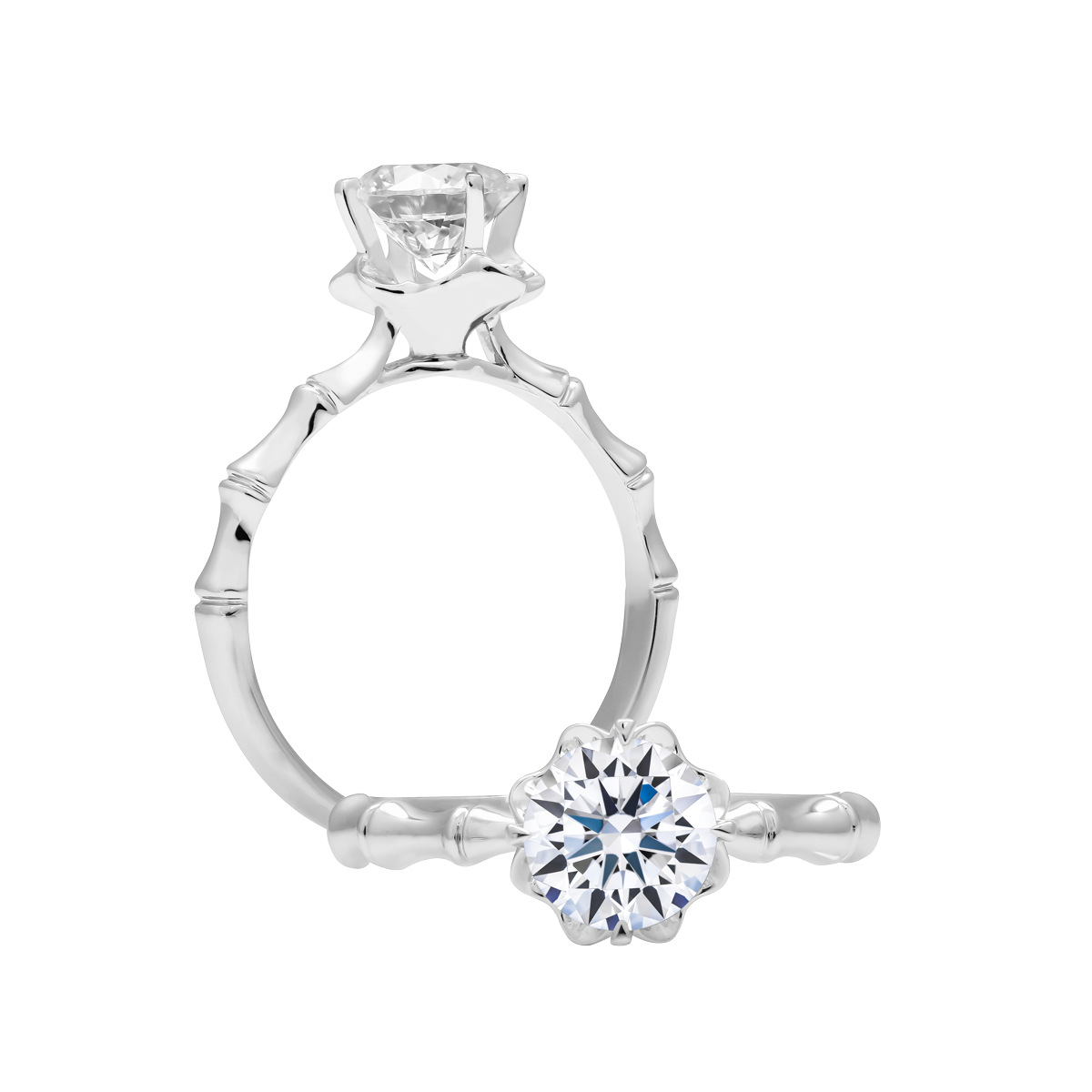 Nhẫn nữ đính đá CZ vàng 14K Bamboo 1CT