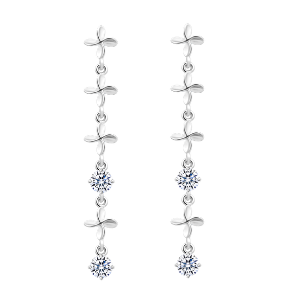 Hoa tai đính đá CZ vàng 14K Greeny 2C