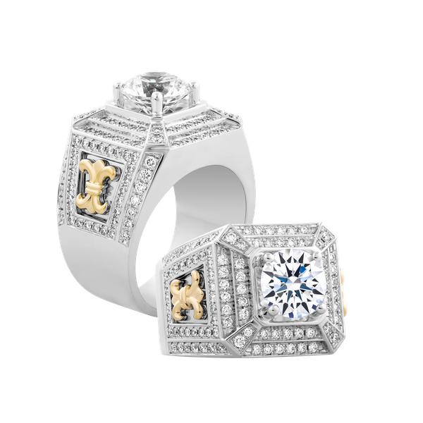 Nhẫn nam kim cương tấm vàng 14K Perugini 3CT WY