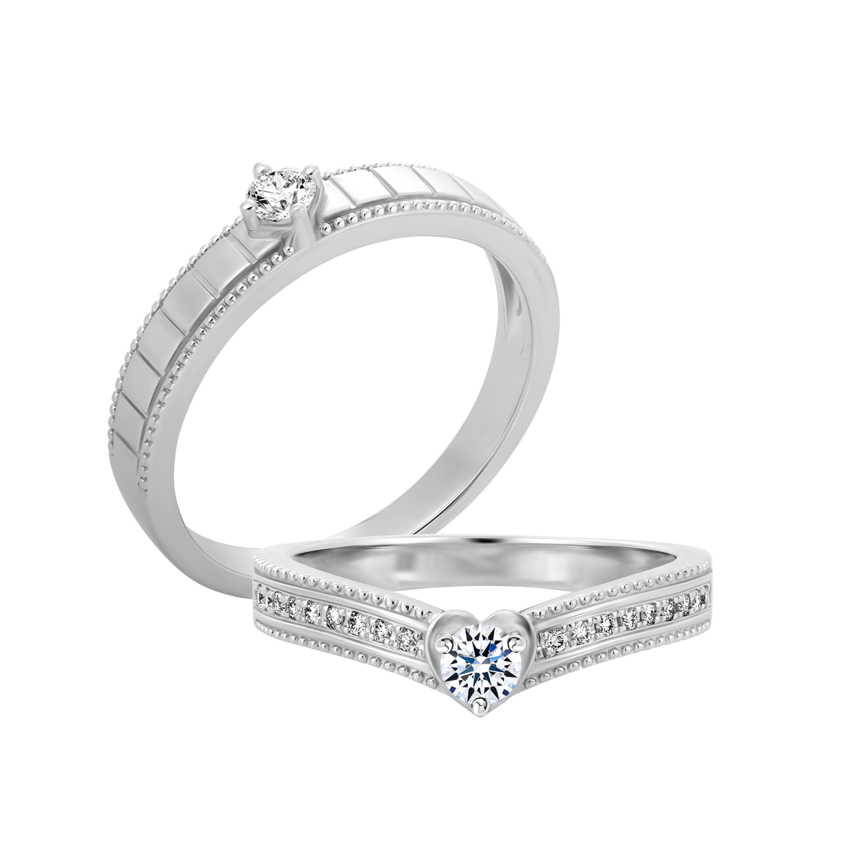 Nhẫn cưới nữ kim cương vàng 14K Darling 10p F