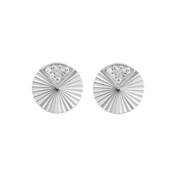 Hoa tai kim cương viên vàng 14K Concentric