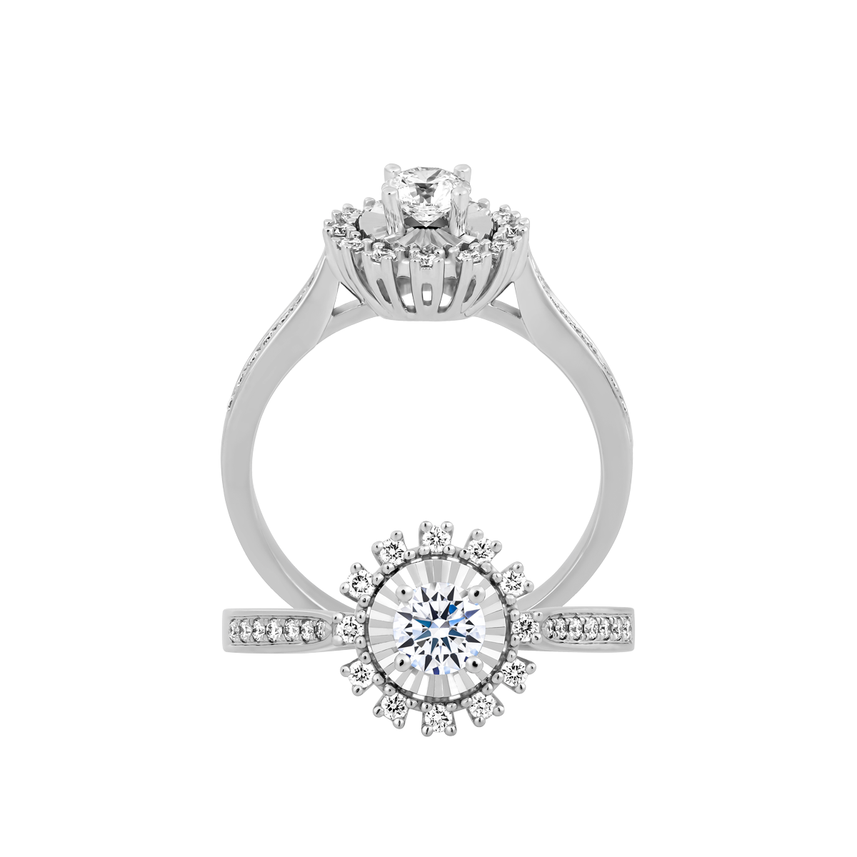 Nhẫn nữ kim cương 8 Hearts & Arrows vàng 14K Delicate H&A 2C