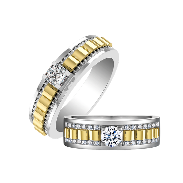 Nhẫn cưới nữ kim cương viên vàng 14K Yakin RD1C F