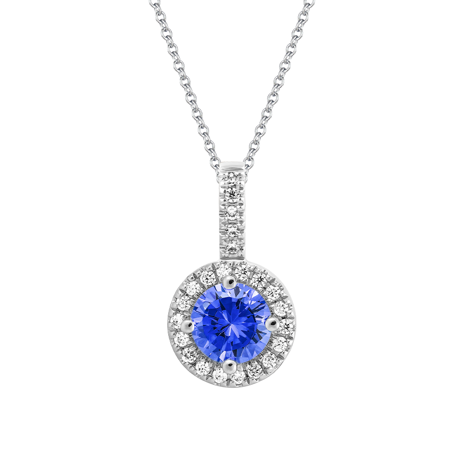 Mặt đính đá màu Sapphire vàng 10K Waddle RD S.SAP