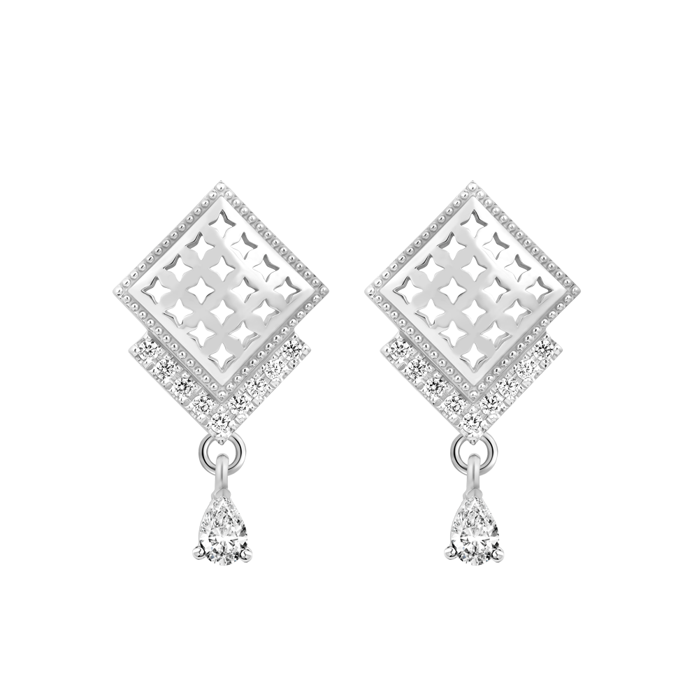 Hoa tai đính đá CZ vàng 10K Yannis PE