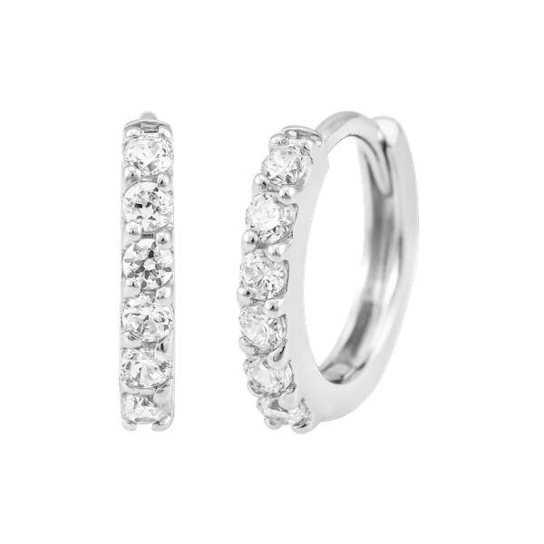 Hoa tai kim cương viên vàng 14K Simple N