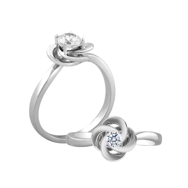 Nhẫn nữ kim cương viên vàng 14K Fate twine GIA 3C