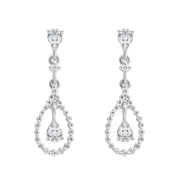 Hoa tai đính đá CZ vàng 18K Shinie