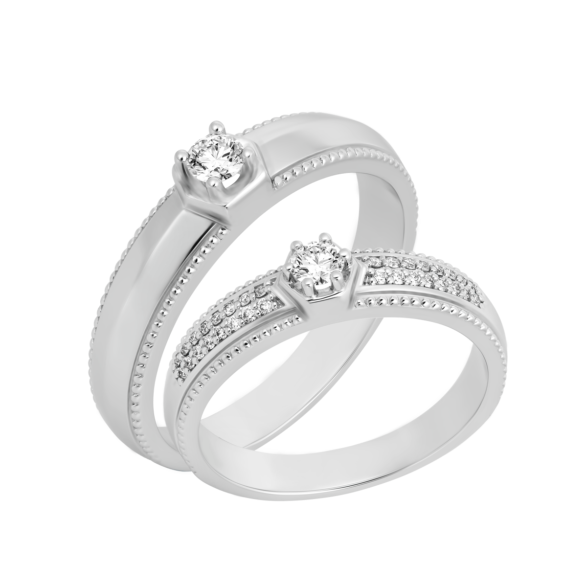 Nhẫn cưới nam kim cương vàng 14K Sweetheart 10p M