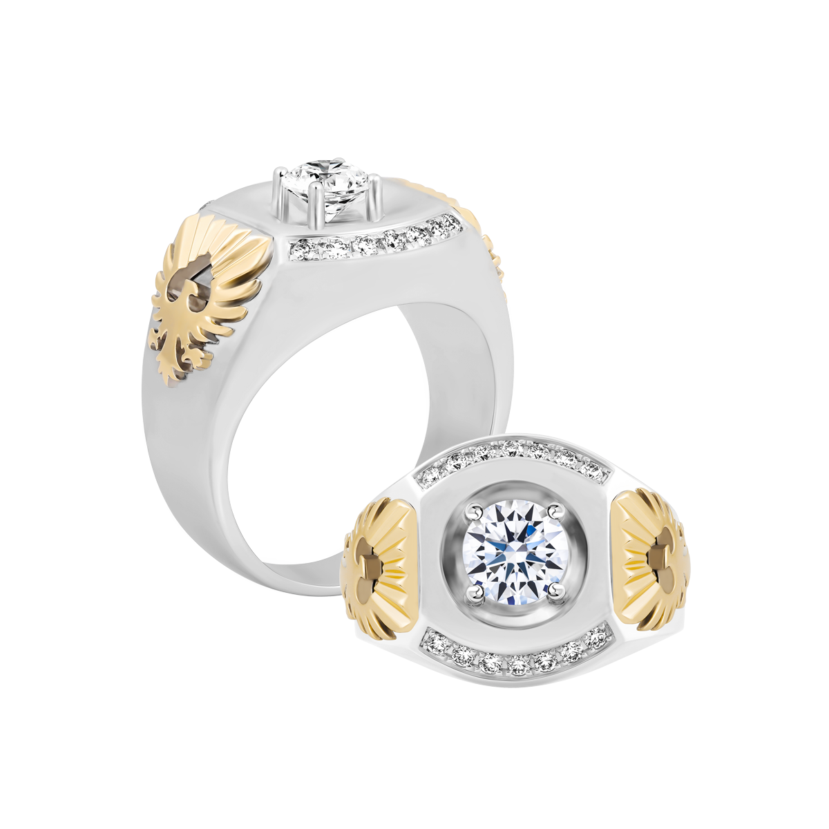 Nhẫn nam kim cương tấm vàng 14K Ferris V2 3CT WY