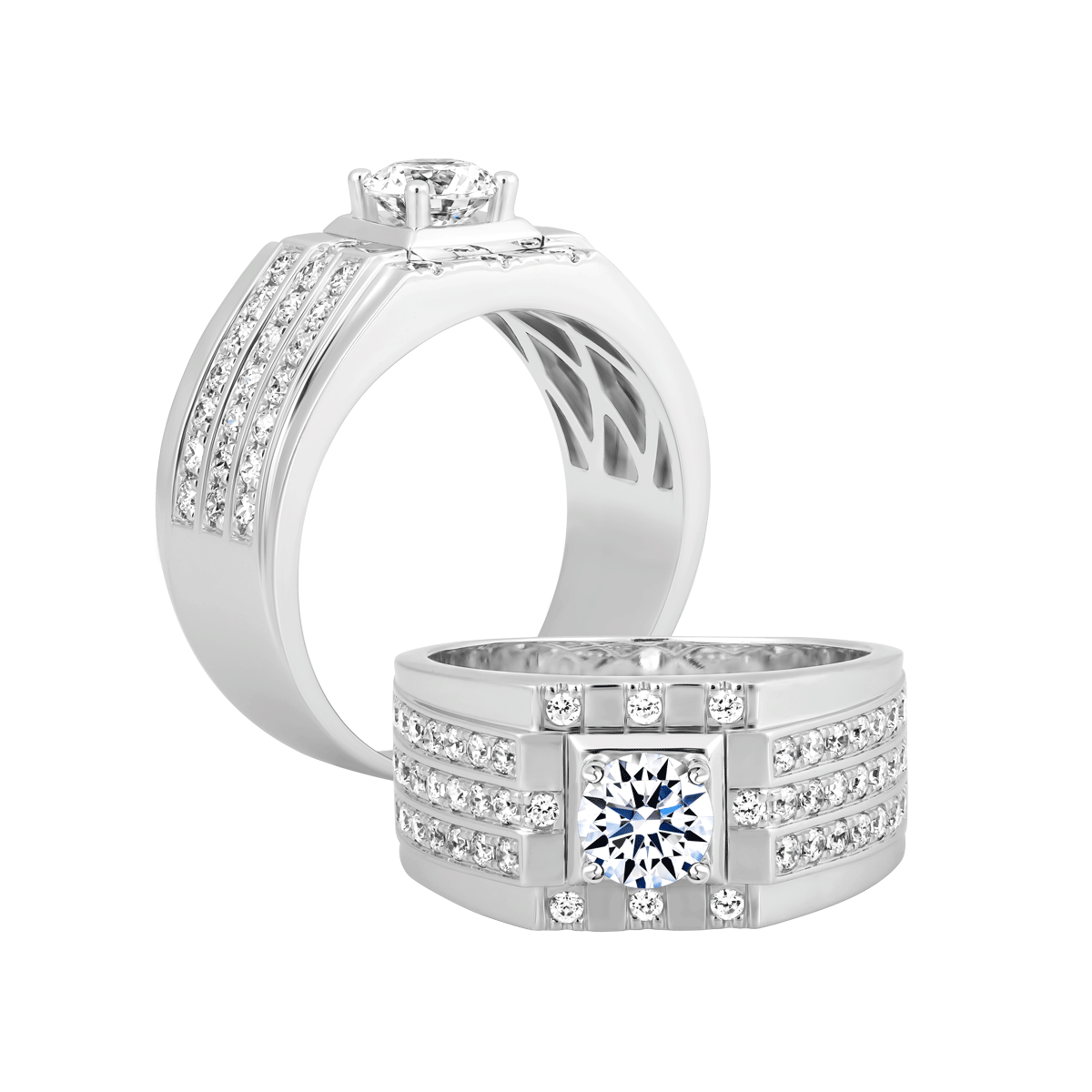 Nhẫn nam đính đá CZ vàng 14K Candor 5C W