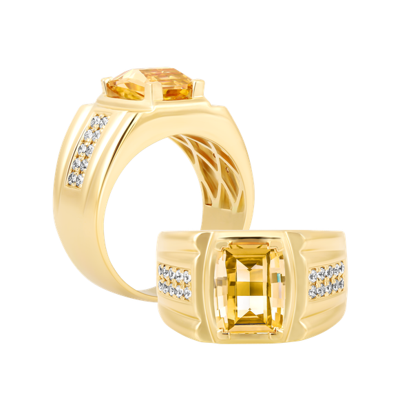 Nhẫn nam đính đá màu Champagne vàng 10K David S.CHA Y