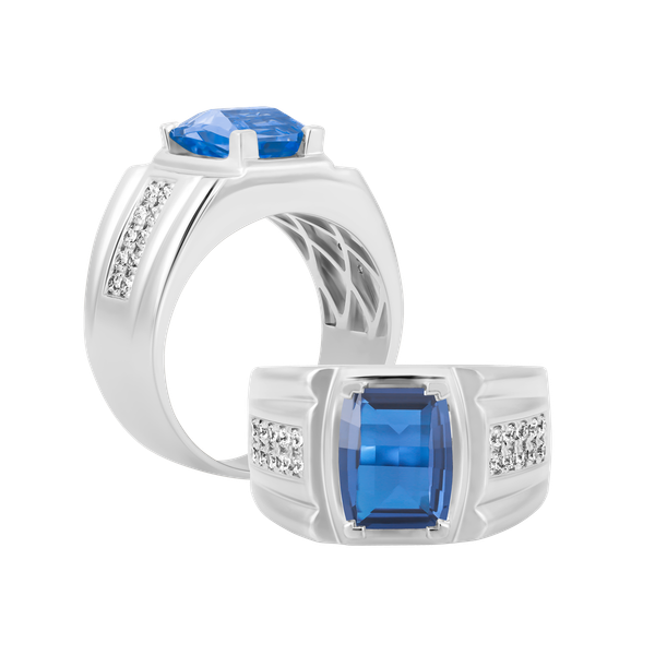 Nhẫn nam đính đá màu Sapphire vàng 10K David S.SAP W