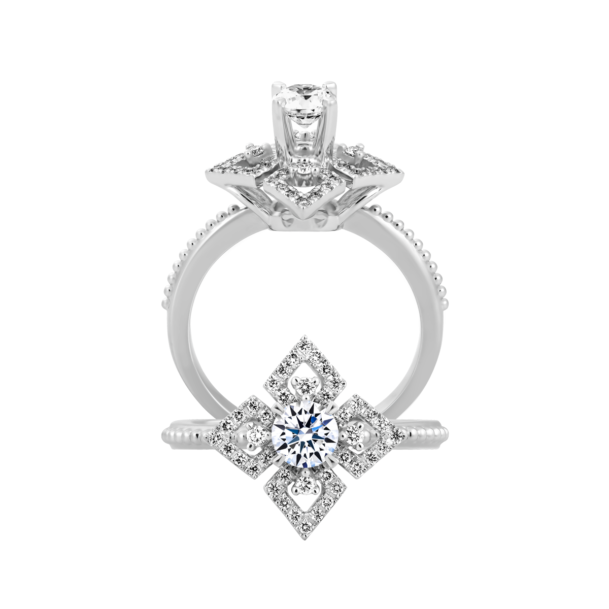 Ổ nhẫn nữ kim cương tấm vàng 14K Luxurious 3C
