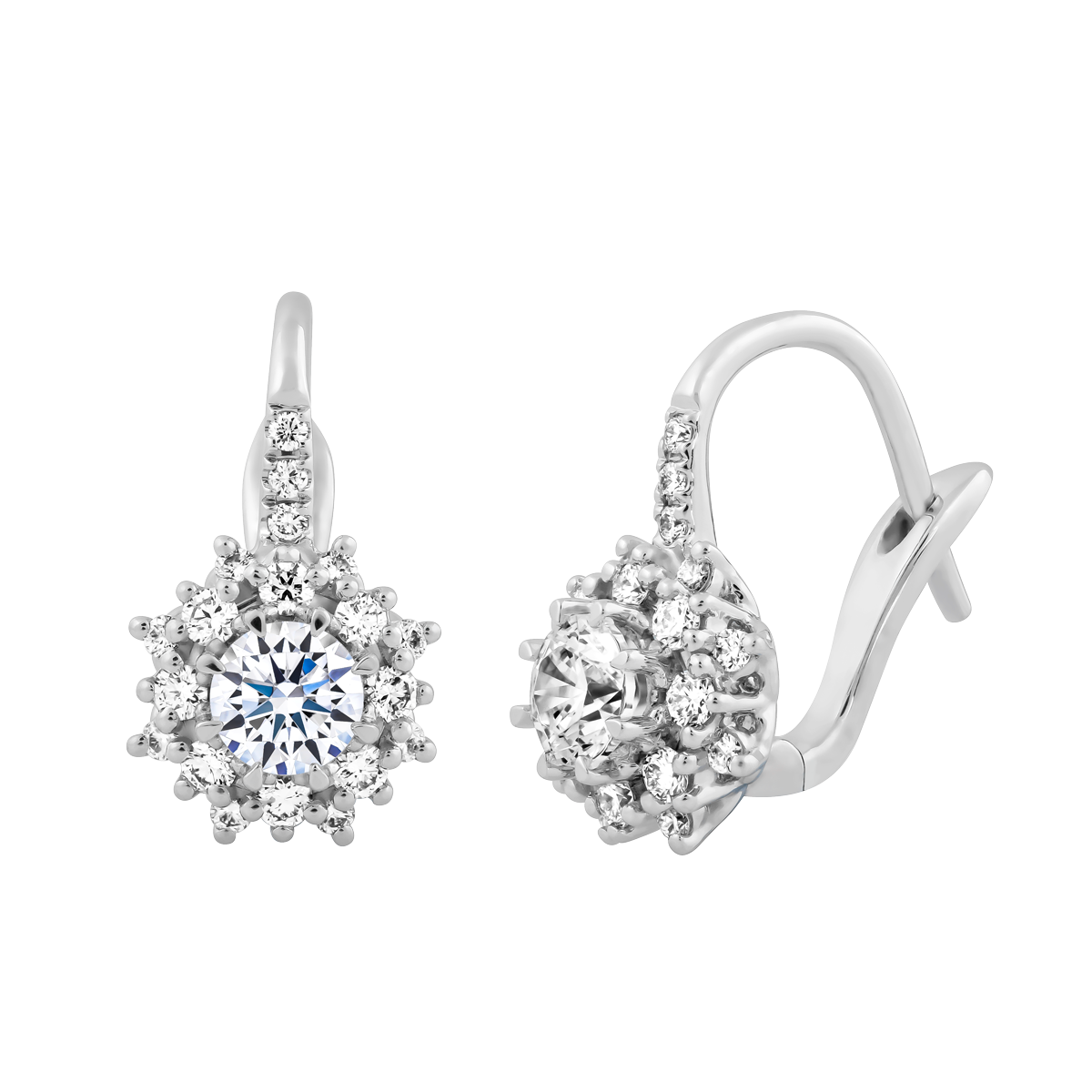 Hoa tai kim cương viên vàng 14K Camomile GIA 2C