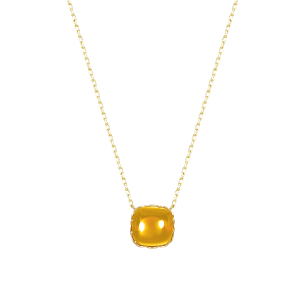 Dây liền mặt đính đá màu Champagne vàng 14K Candie S.Cha